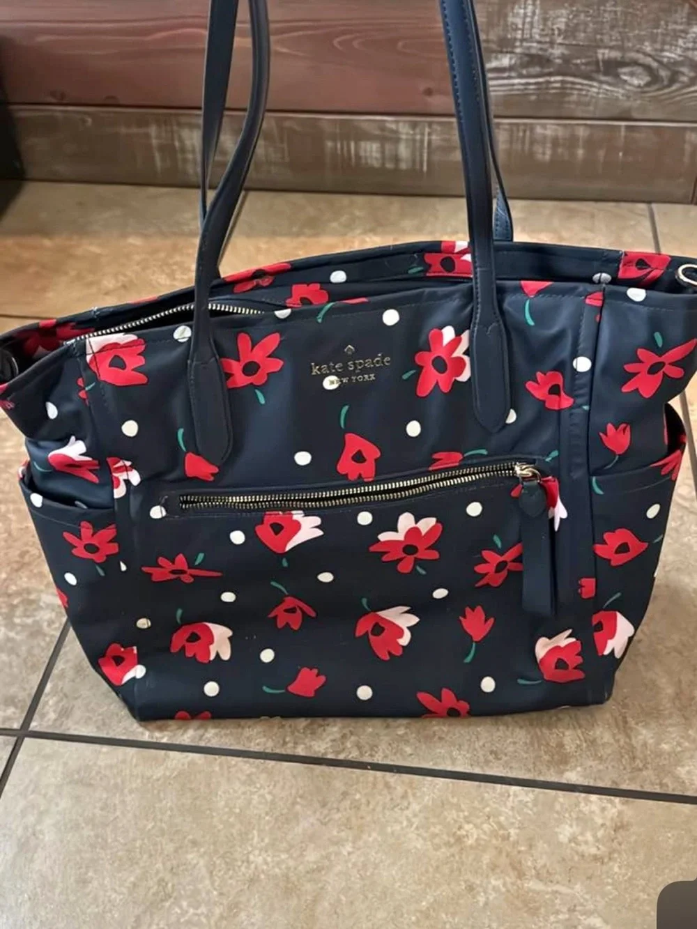 kate spade Navy Floral Diaper Bag